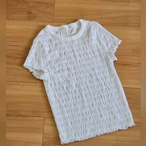 American Eagle Outfitters Ivory Textured Knit Top